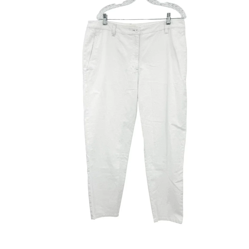 Eileen Fisher Women's White Cotton Hemp Stretch Tapered Pant Size 16 NWOT